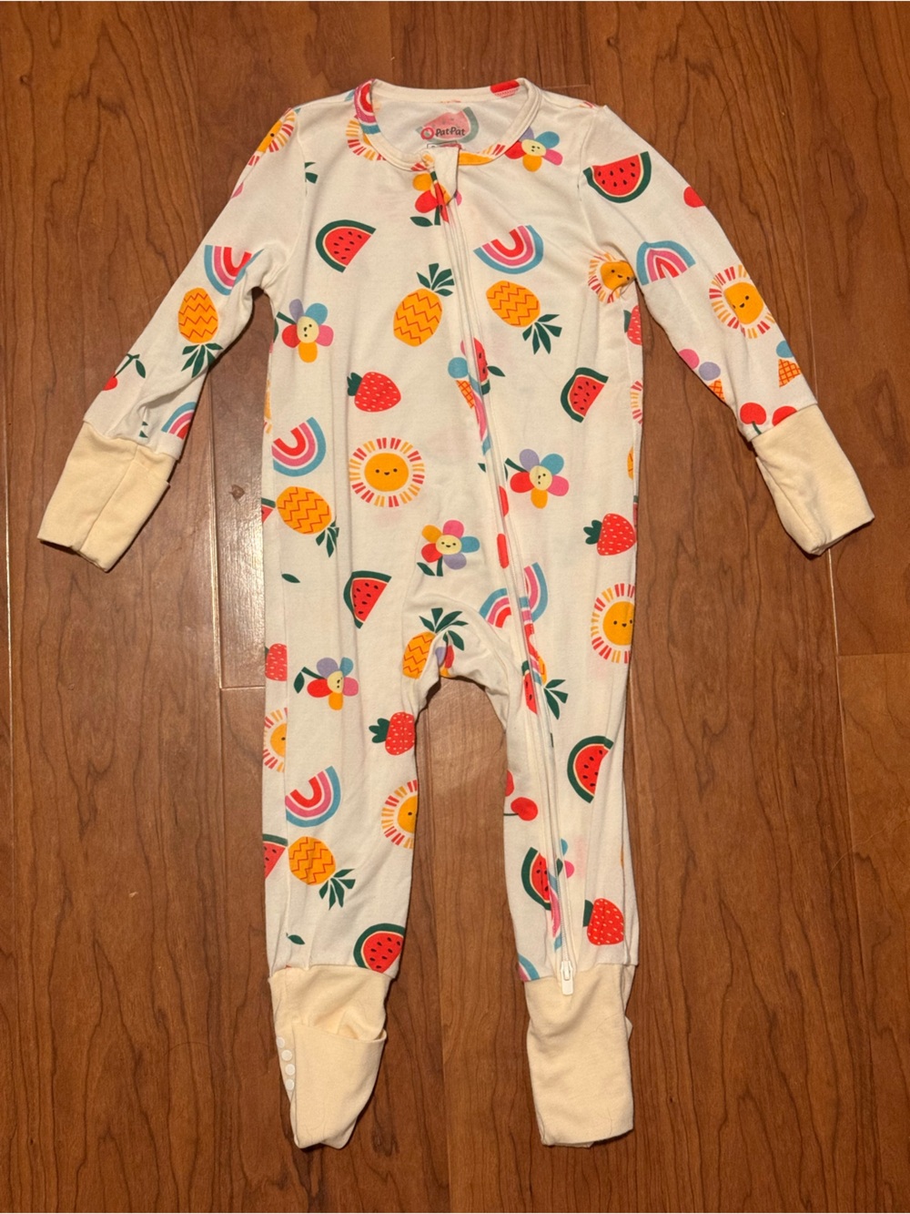 PatPat Bamboo Baby Footie Pajama Rainbow Fruit size 9-12 Months